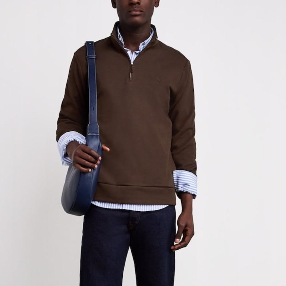 POLO Ralph Lauren Chocolate Brown Cotton 1/4 Zip Sweater Size XXL